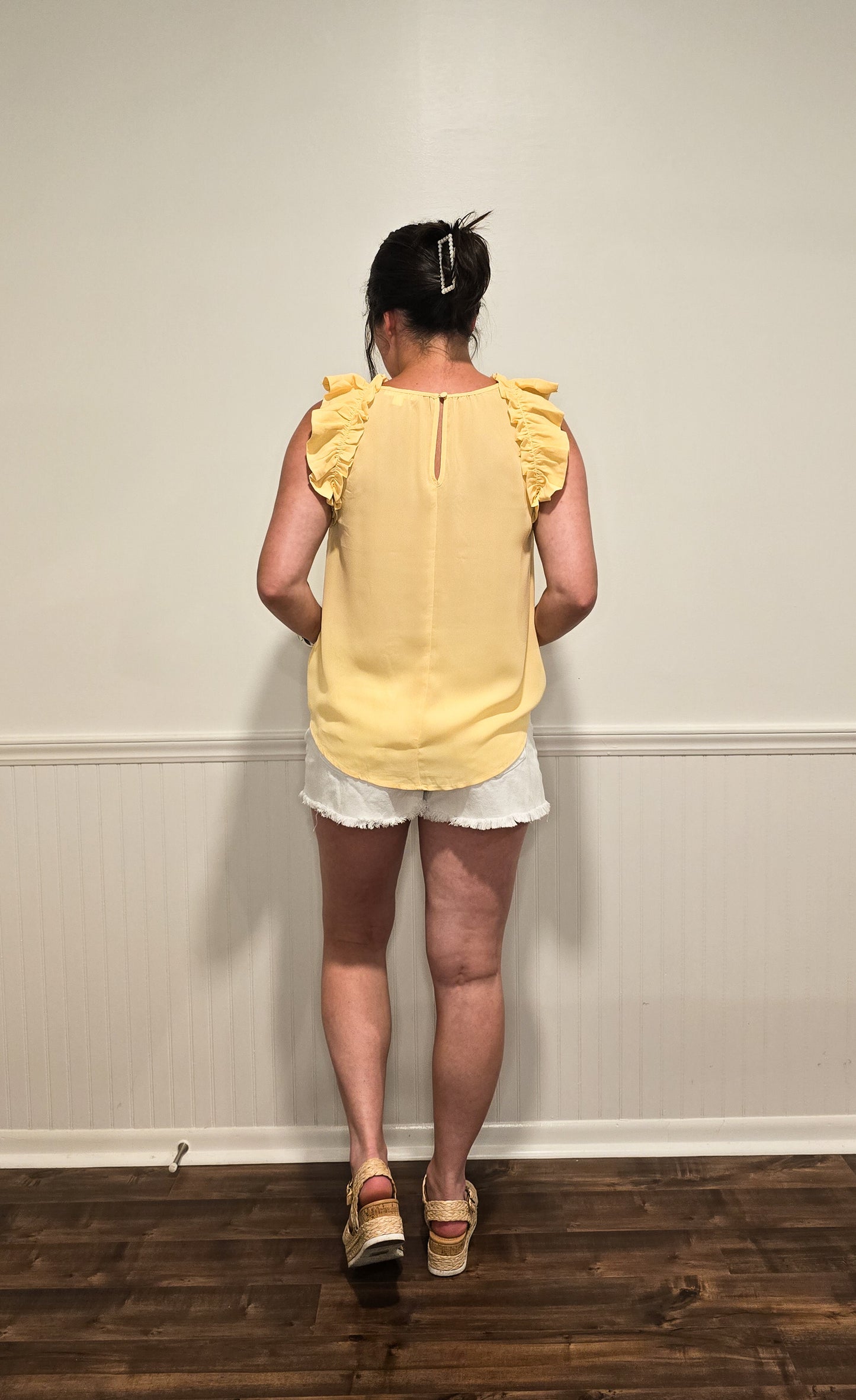 Crushing on You Flutter Tank in Yellow
