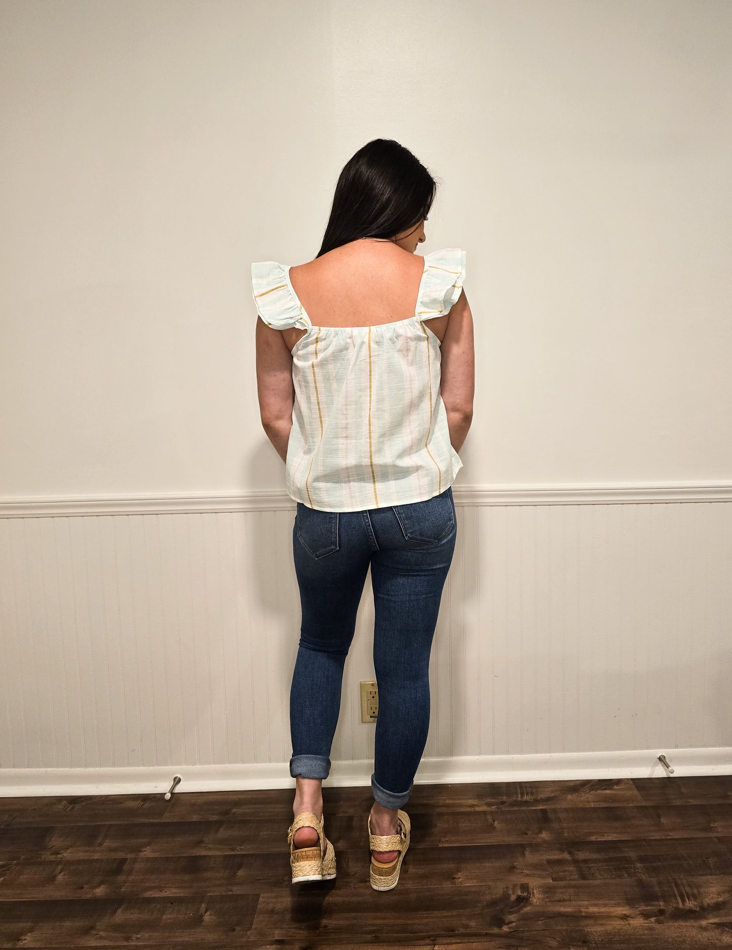 Vacation Mode Striped Tank in Mint