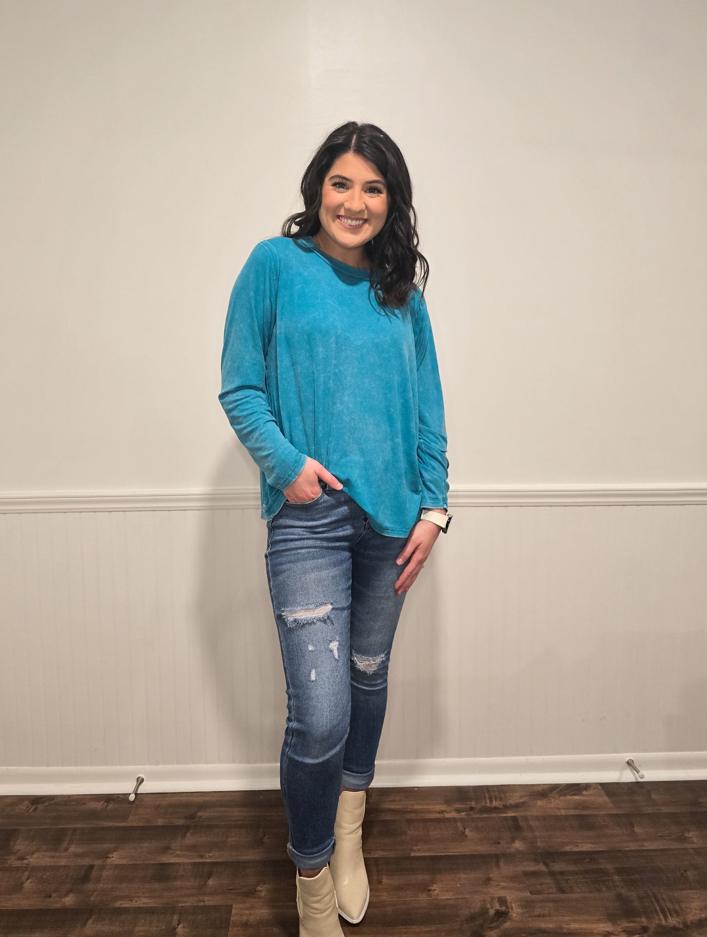 Girl On The Go Top in Teal