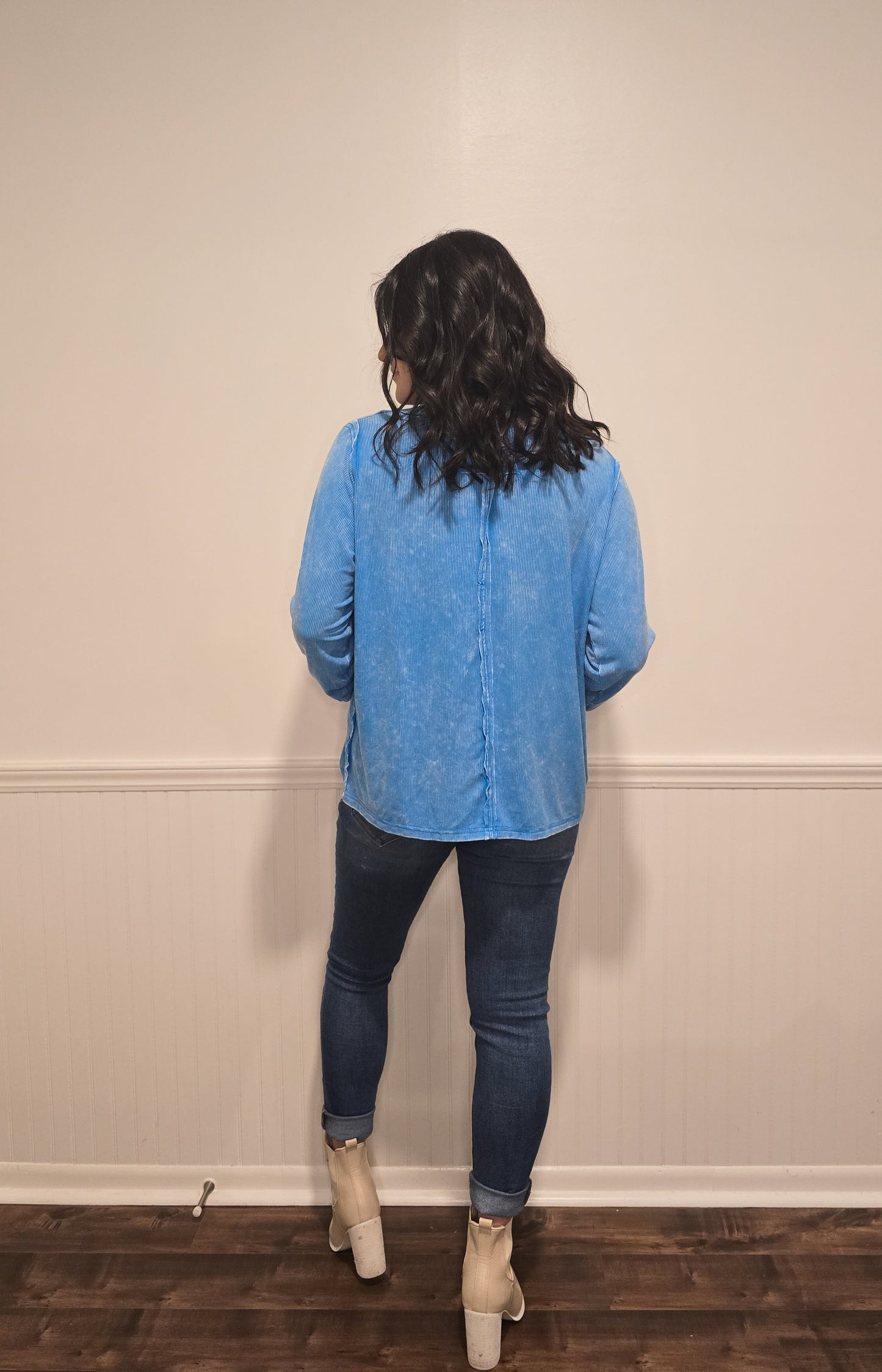 Girl On The Go Top in Sky Blue