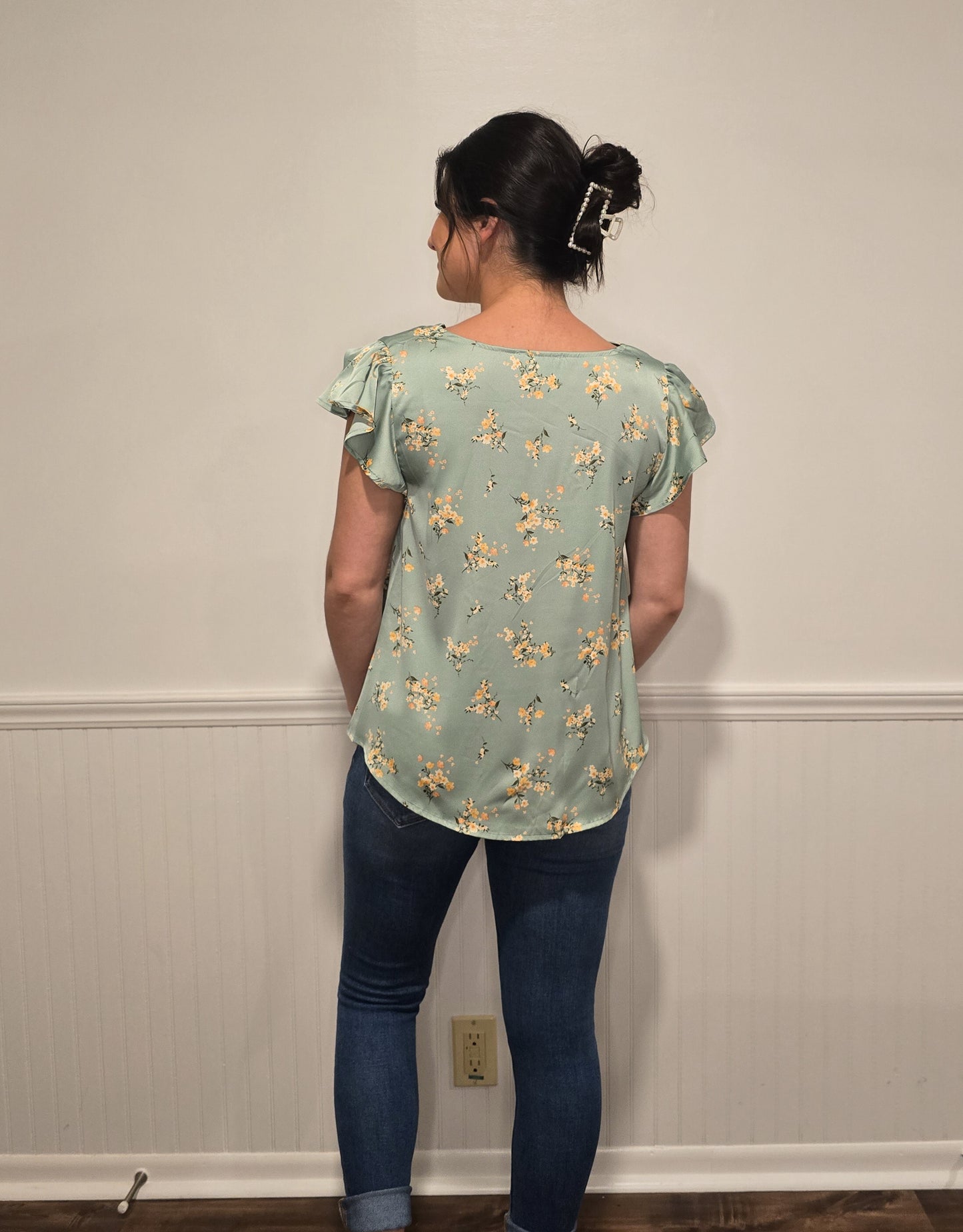 Garden Glam Satin Floral Blouse