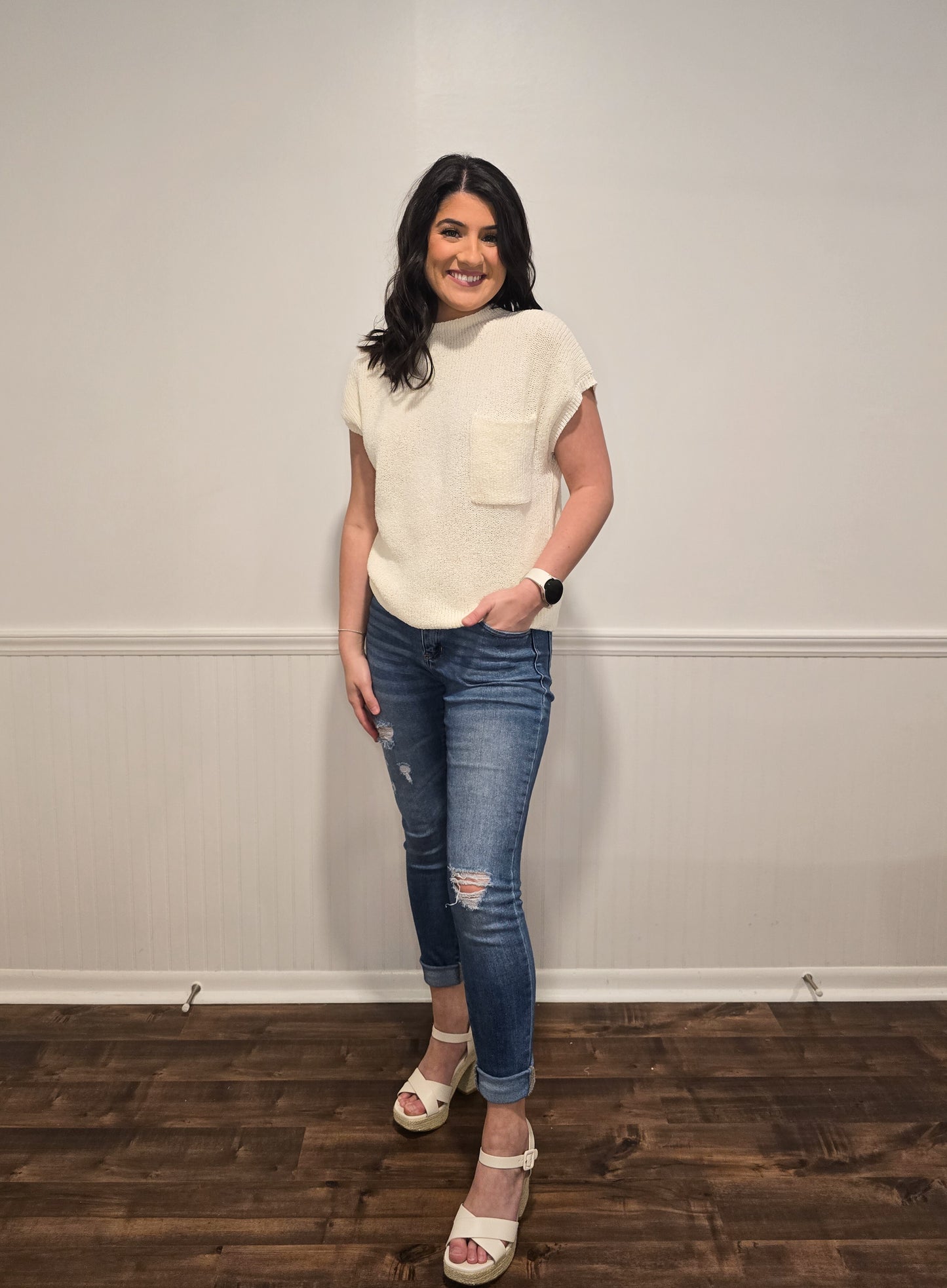 On Cloud Wine Sweater Top in Cream