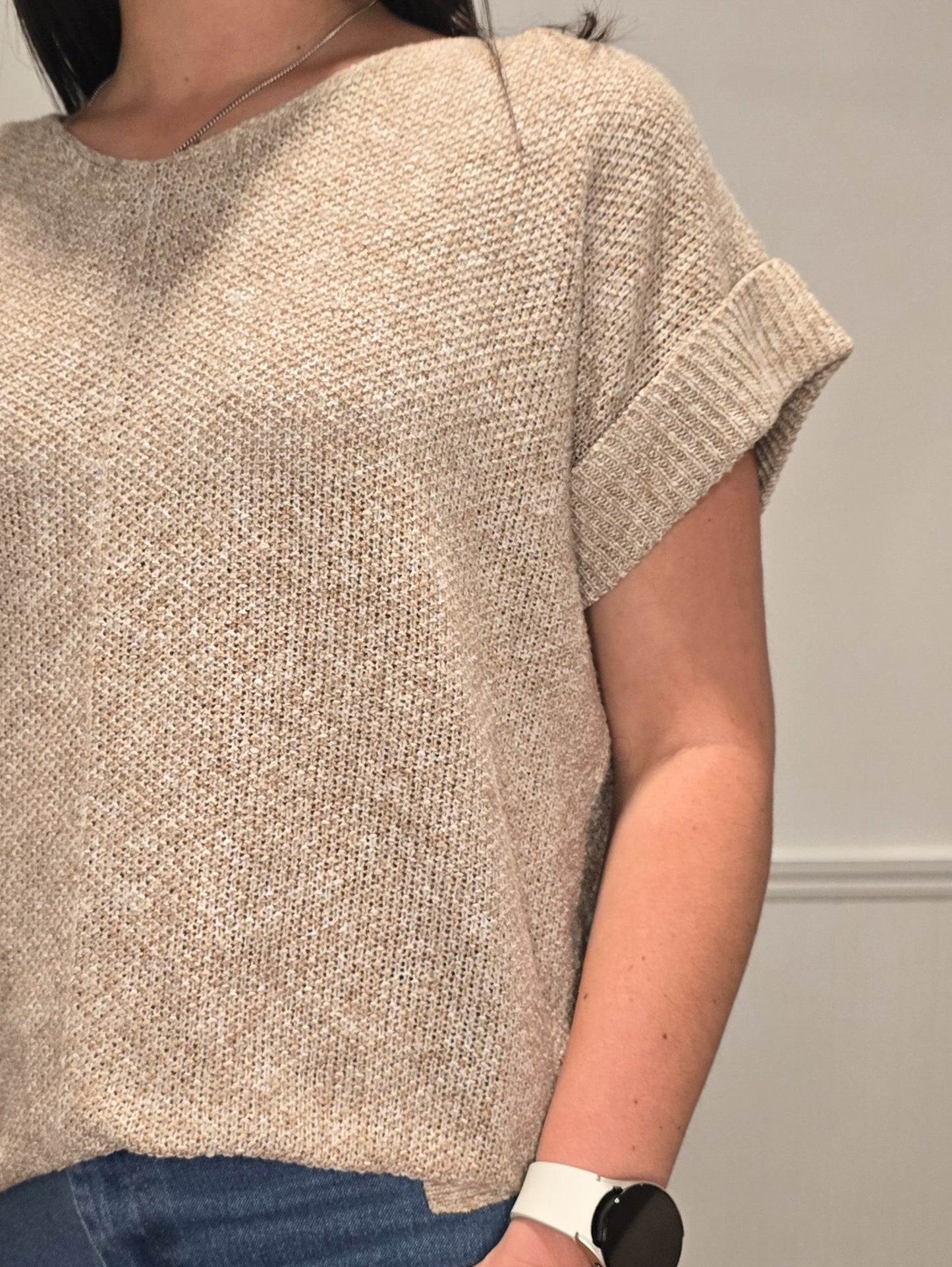 Sunset Beach Strolls Sweater Top in Khaki