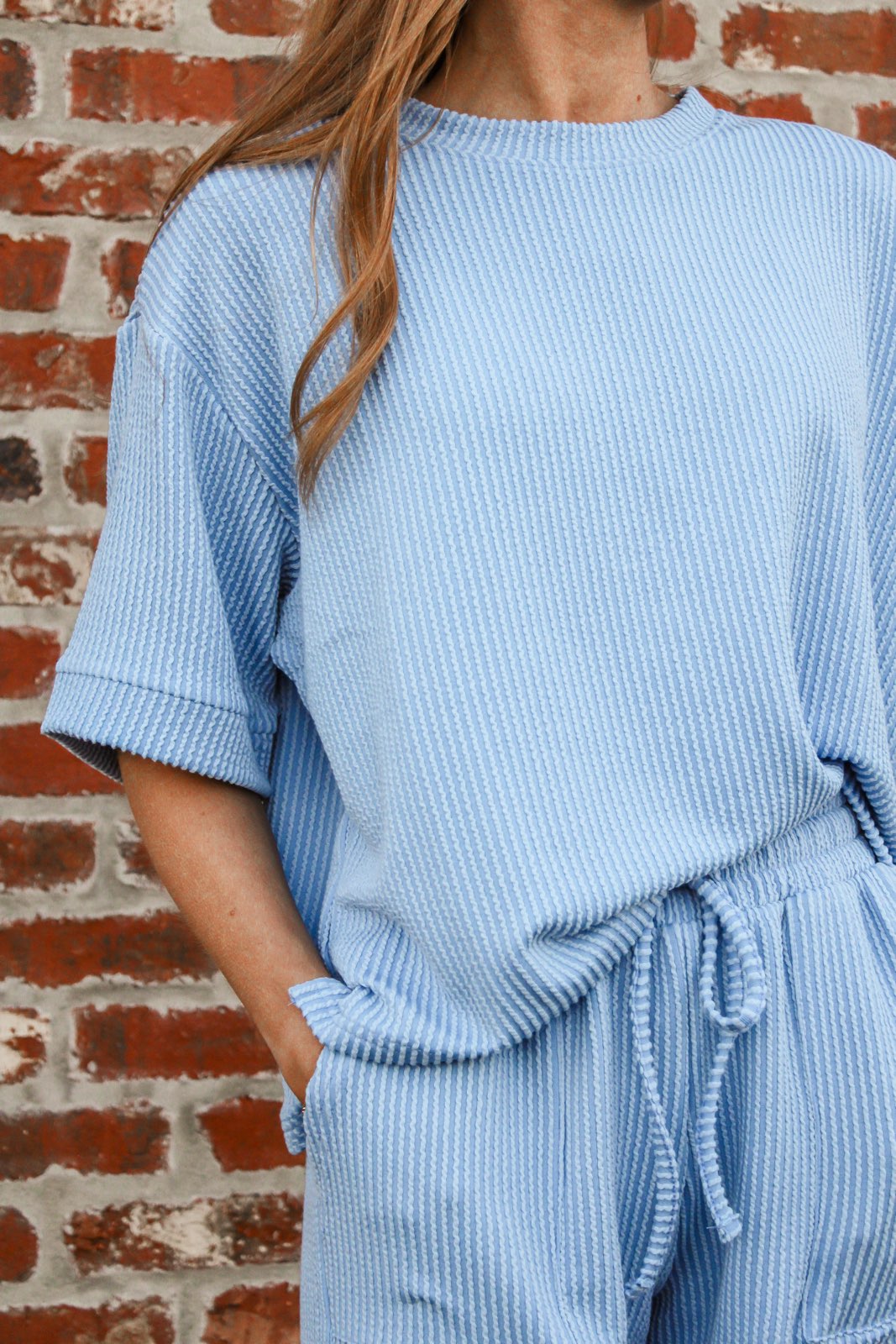Everyday Comfort Ribbed Set in Cornflower Blue