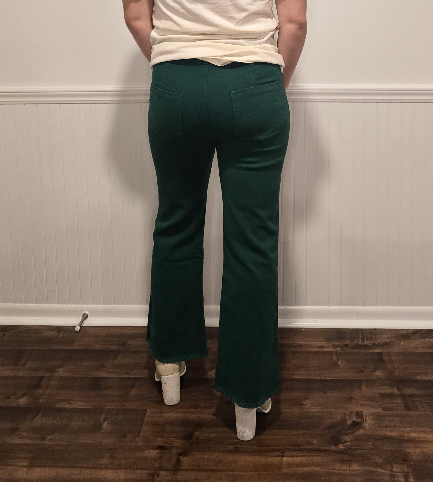 Going The Distance Flare Pants in Forest Green