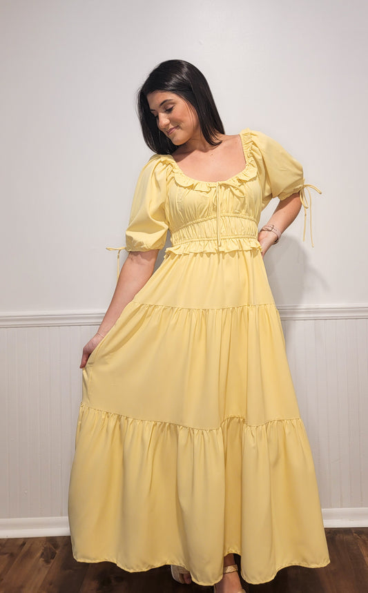 Dreamy Babe Midi Dress in Custard