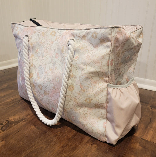 Summer Pink Floral Beach Bag