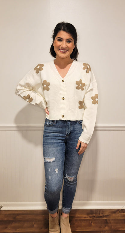 Be A Wildflower Cropped Sweater in Cream