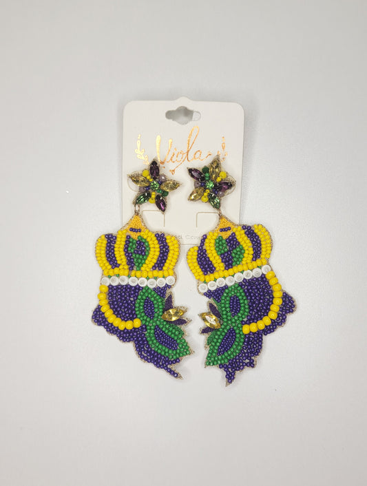 LA Mardi Gras Beaded Earrings