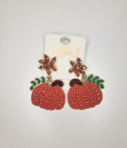 Pumpkin Beaded Earrings