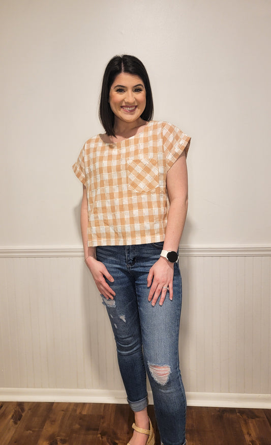 Fiercely In Love Cropped Plaid Top