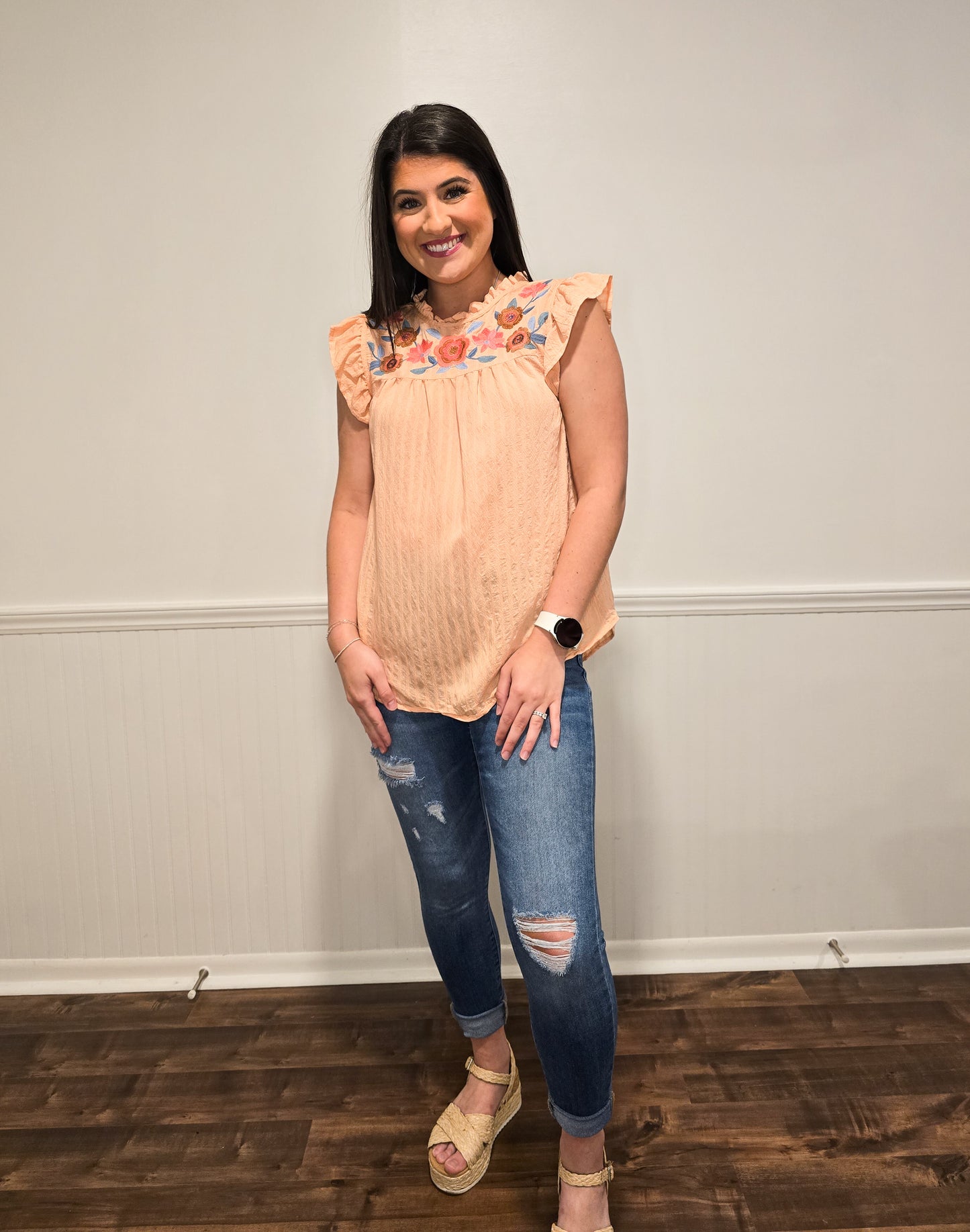 Comfy Cabana Embroidered Top In Coral