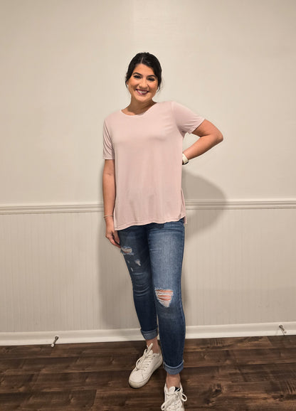 Back to Basics Tee in Pink Mist