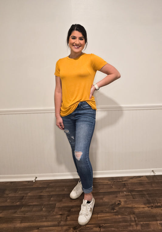 In My Element Basic Tee in Mustard