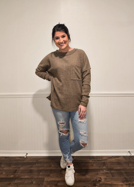 Fall Sentiments Sweater in Mocha