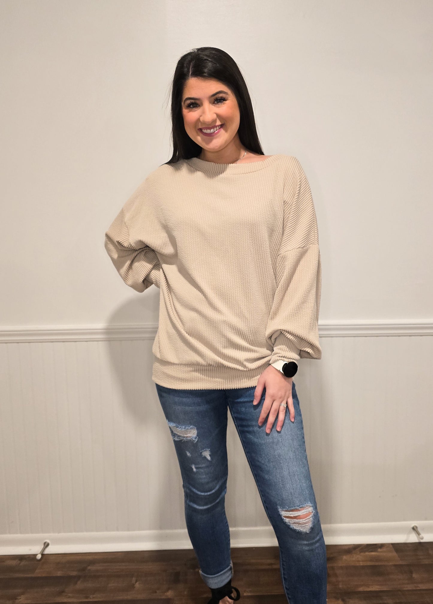 Better Together Ribbed Sweater in Stone