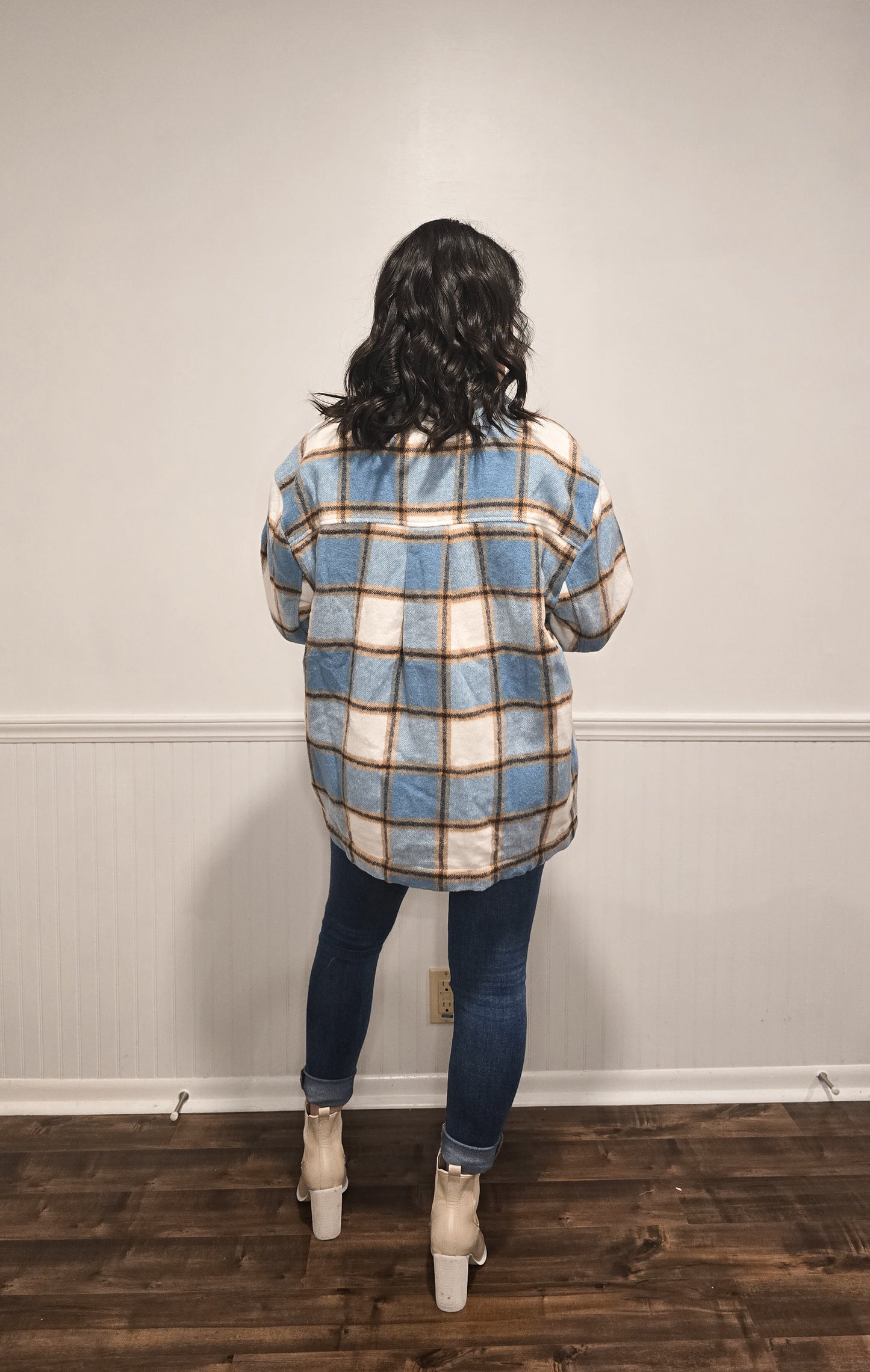 Think I'm Falling For You Shacket in Blue