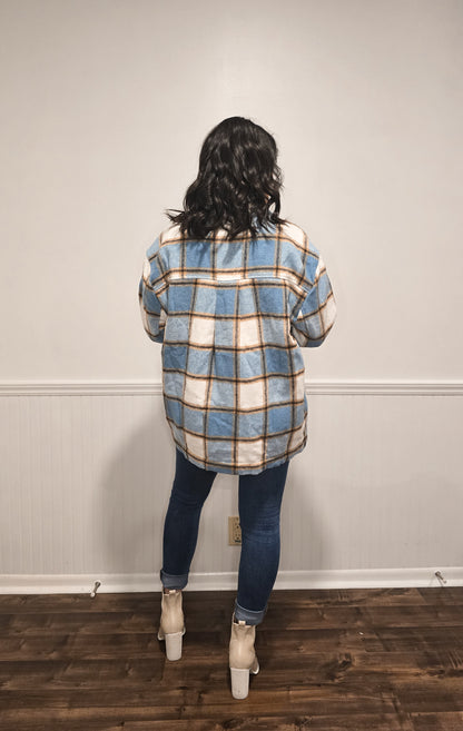 Think I'm Falling For You Shacket in Blue