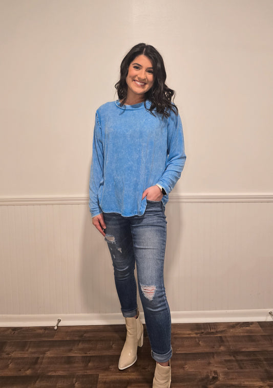 Girl On The Go Top in Sky Blue