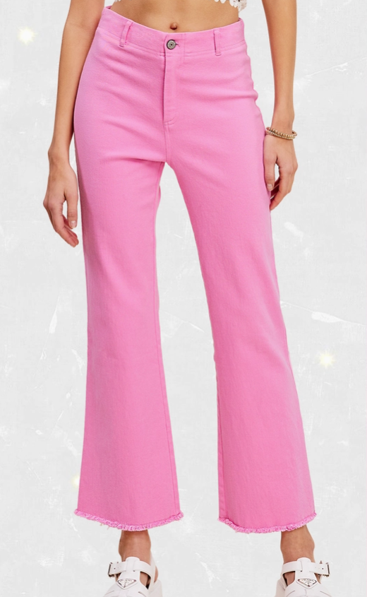 Going The Distance Flare Pants in Candy Pink
