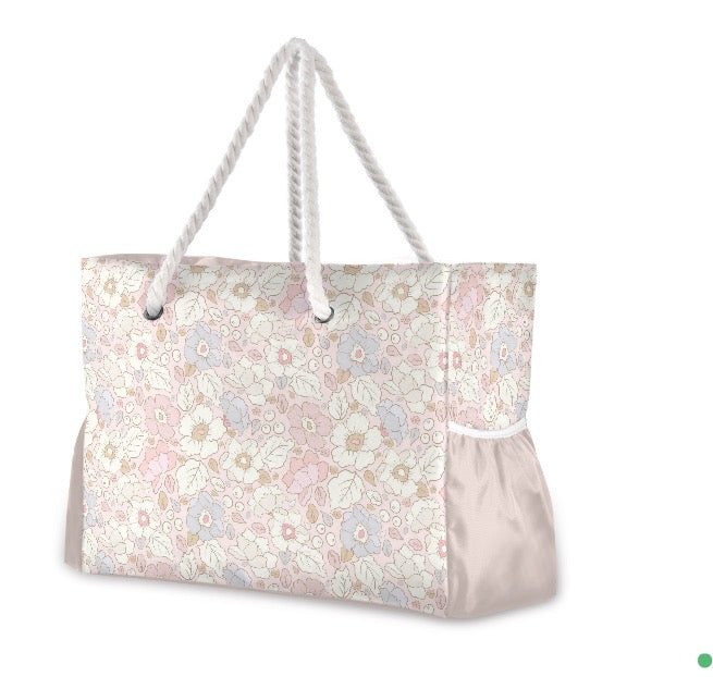 Summer Pink Floral Beach Bag