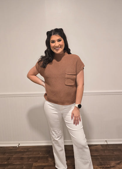 Uptown Chic Sweater Top in Deep Camel