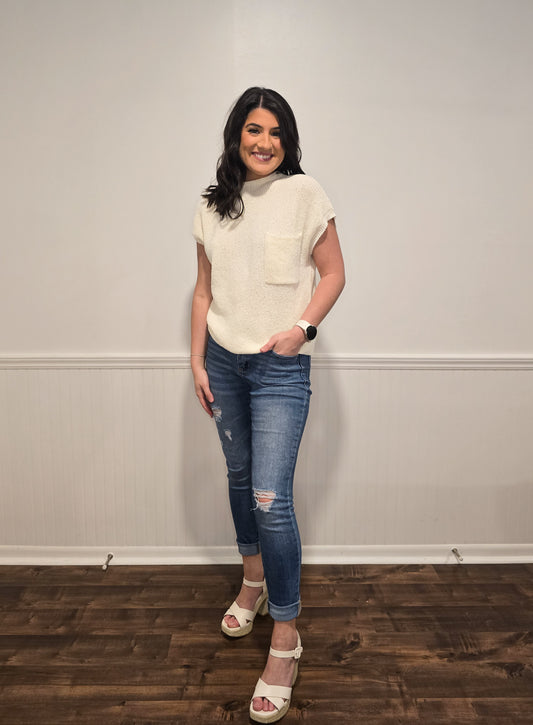 On Cloud Wine Sweater Top in Cream