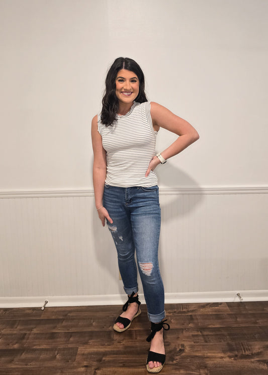 Give Me The Rundown Ruffle Tank in White