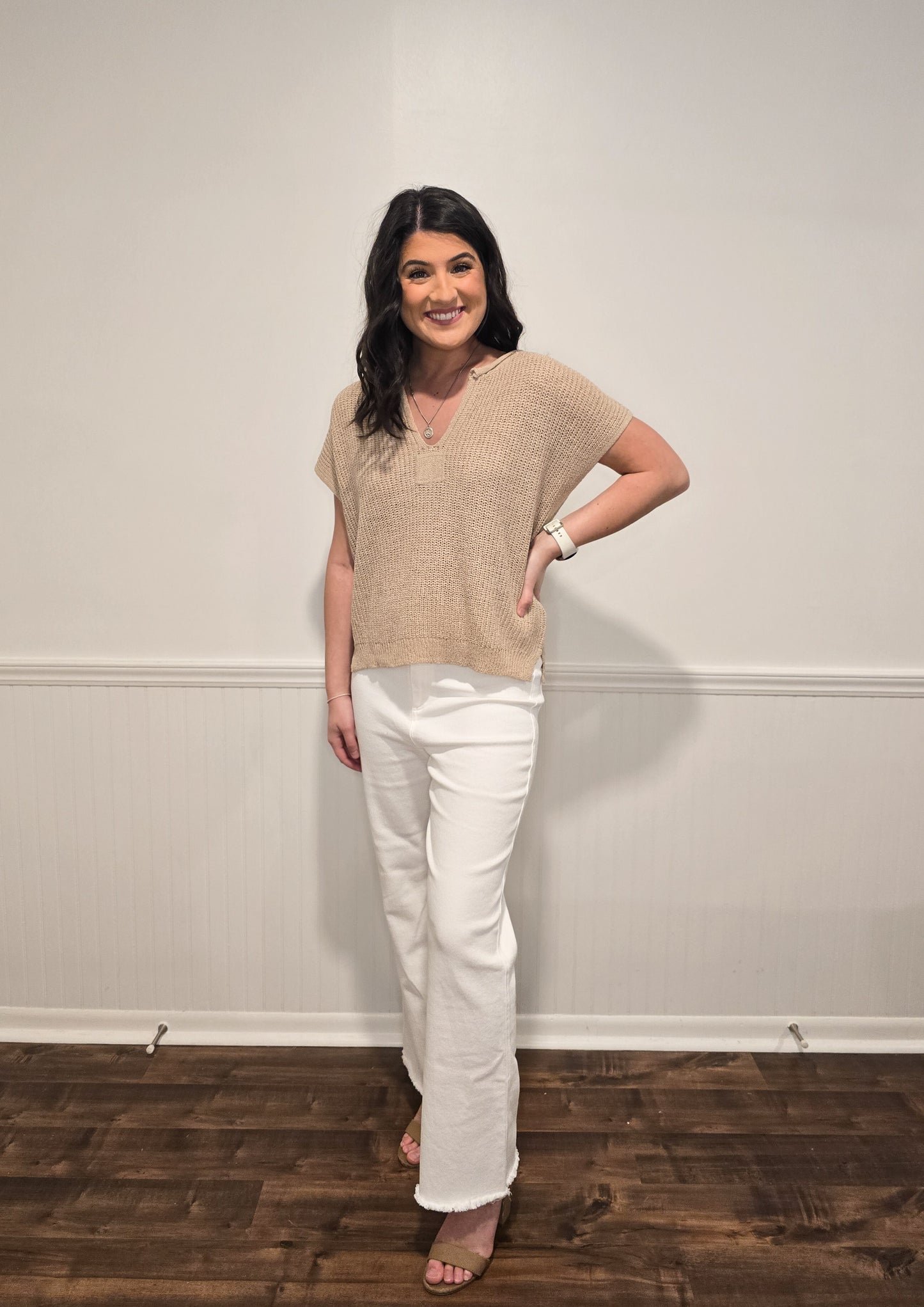 Easy Breezy Knit Top in Khaki