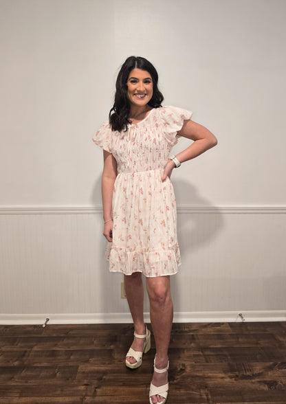 Pop The Bubbly Mini Dress in Pink Floral