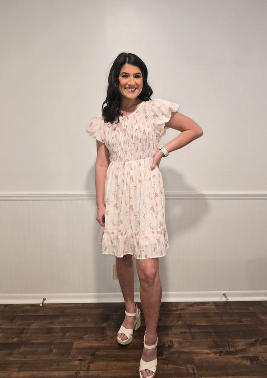 Pop The Bubbly Mini Dress in Pink Floral