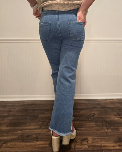 Going The Distance Flare Pants in Light Denim