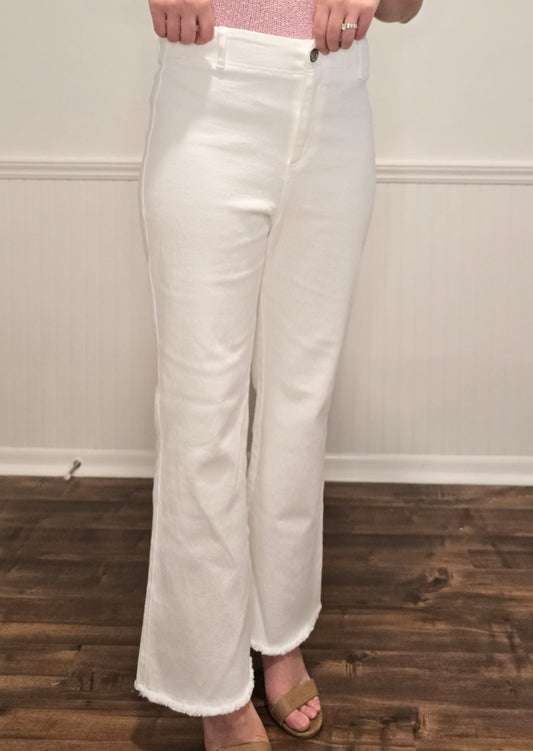 Going The Distance Flare Pants in White