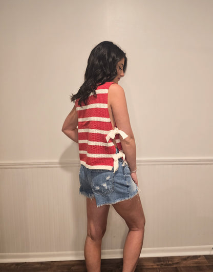Let Freedom Ring Side-Tie Vest Top in Red