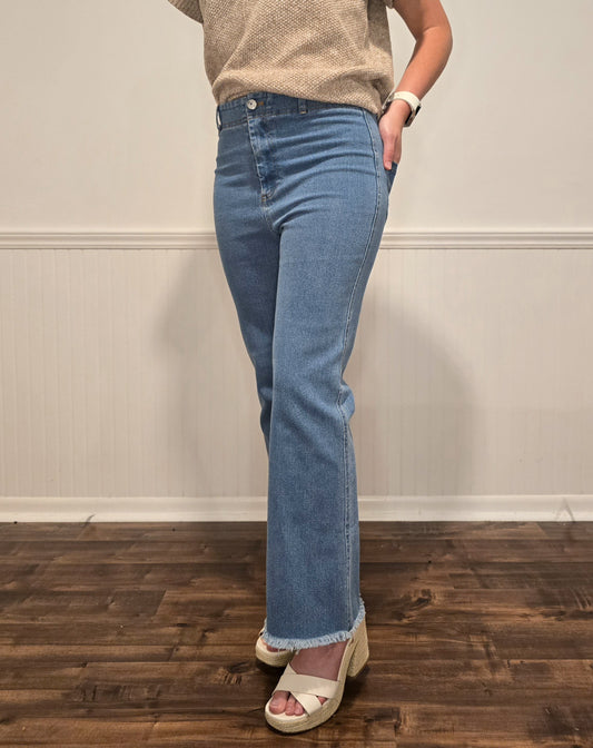 Going The Distance Flare Pants in Light Denim