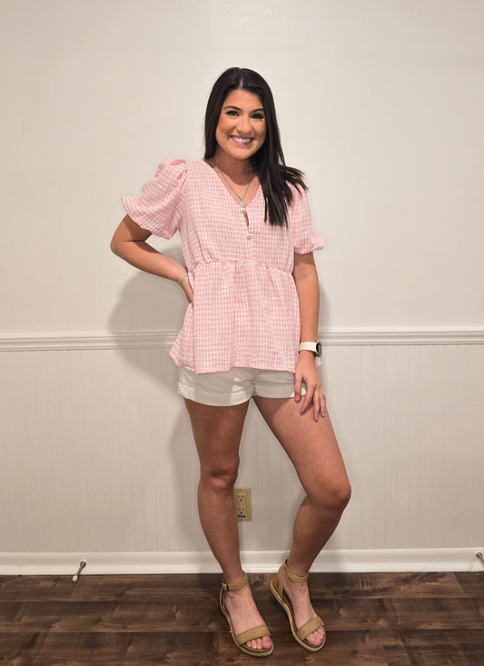 Picnic Ready Gingham Top in Pink
