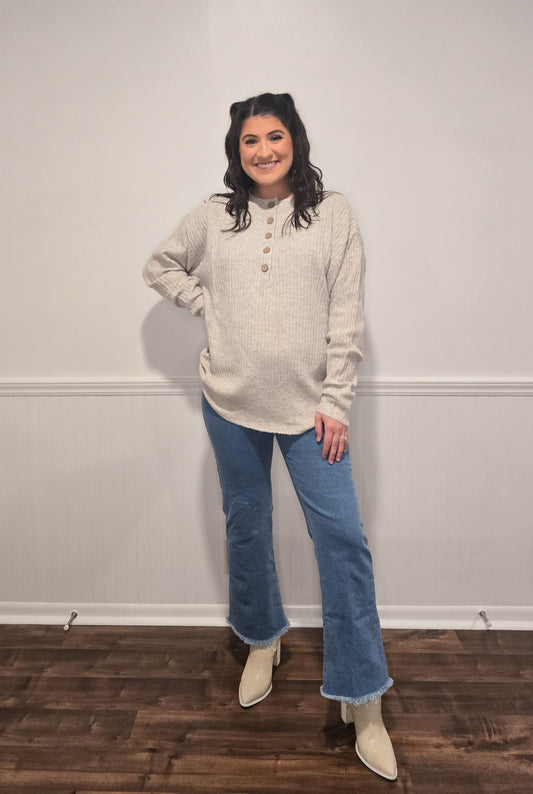 Warm Embrace Buttoned Sweater in Oatmeal