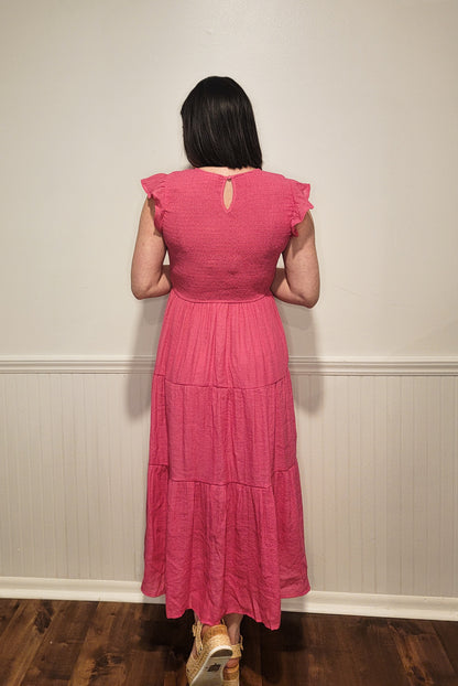 Dreaming of You Midi Dress in Hot Pink