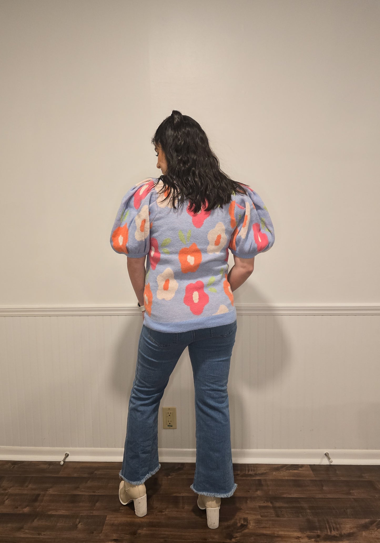 Floral Dreams Puff Sleeve Sweater Top