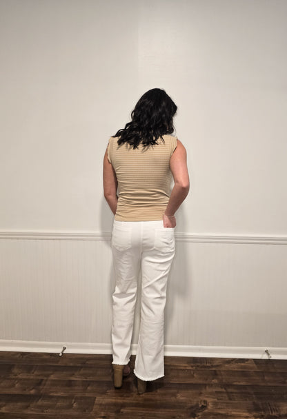 Give Me The Rundown Ruffle Tank in Khaki