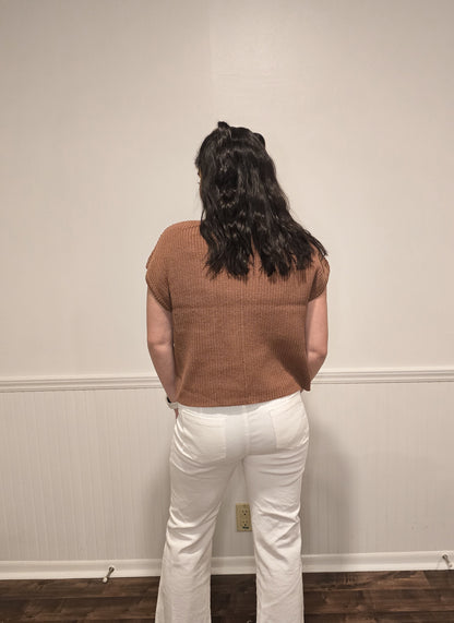 Uptown Chic Sweater Top in Deep Camel