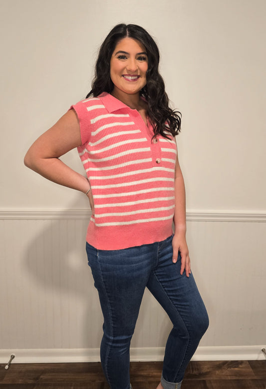 Summer Vibes Collared Sweater Top