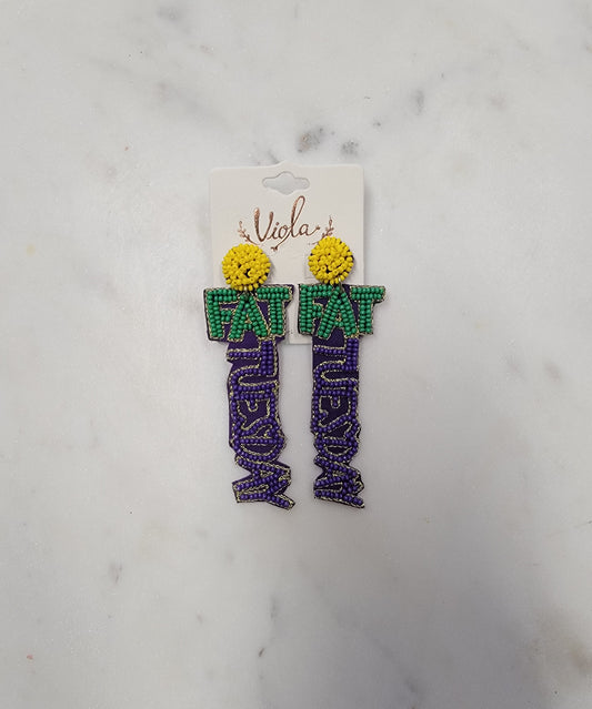 Fat Tuesday Beaded Earrings