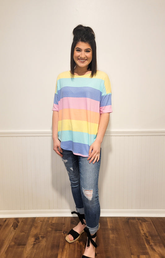 Rainbow Hour Striped Tee