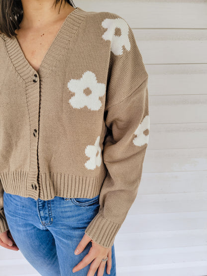 Be A Wildflower Cropped Sweater in Khaki