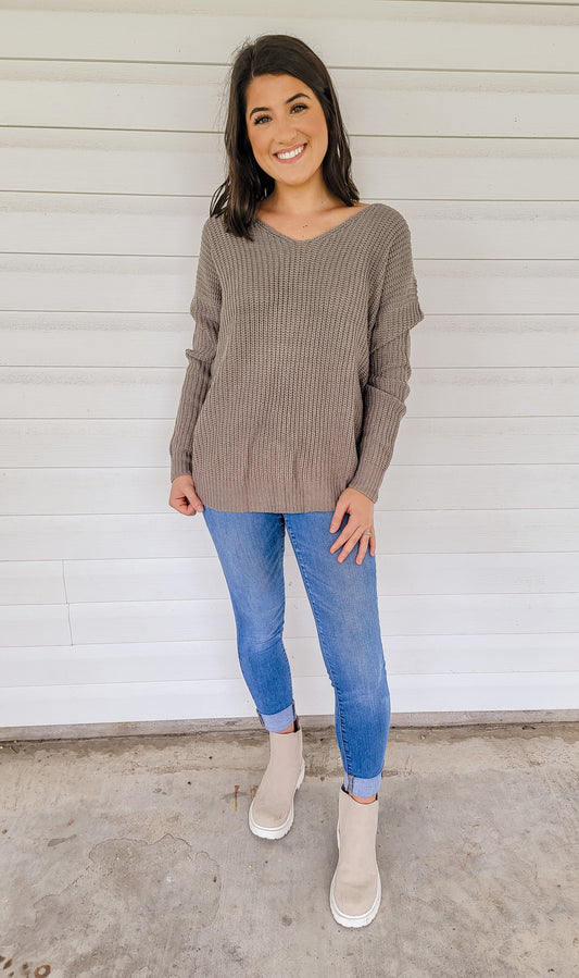 Love You A Latte Sweater in Taupe