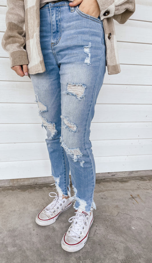 Cello High Waisted Distressed Jeans