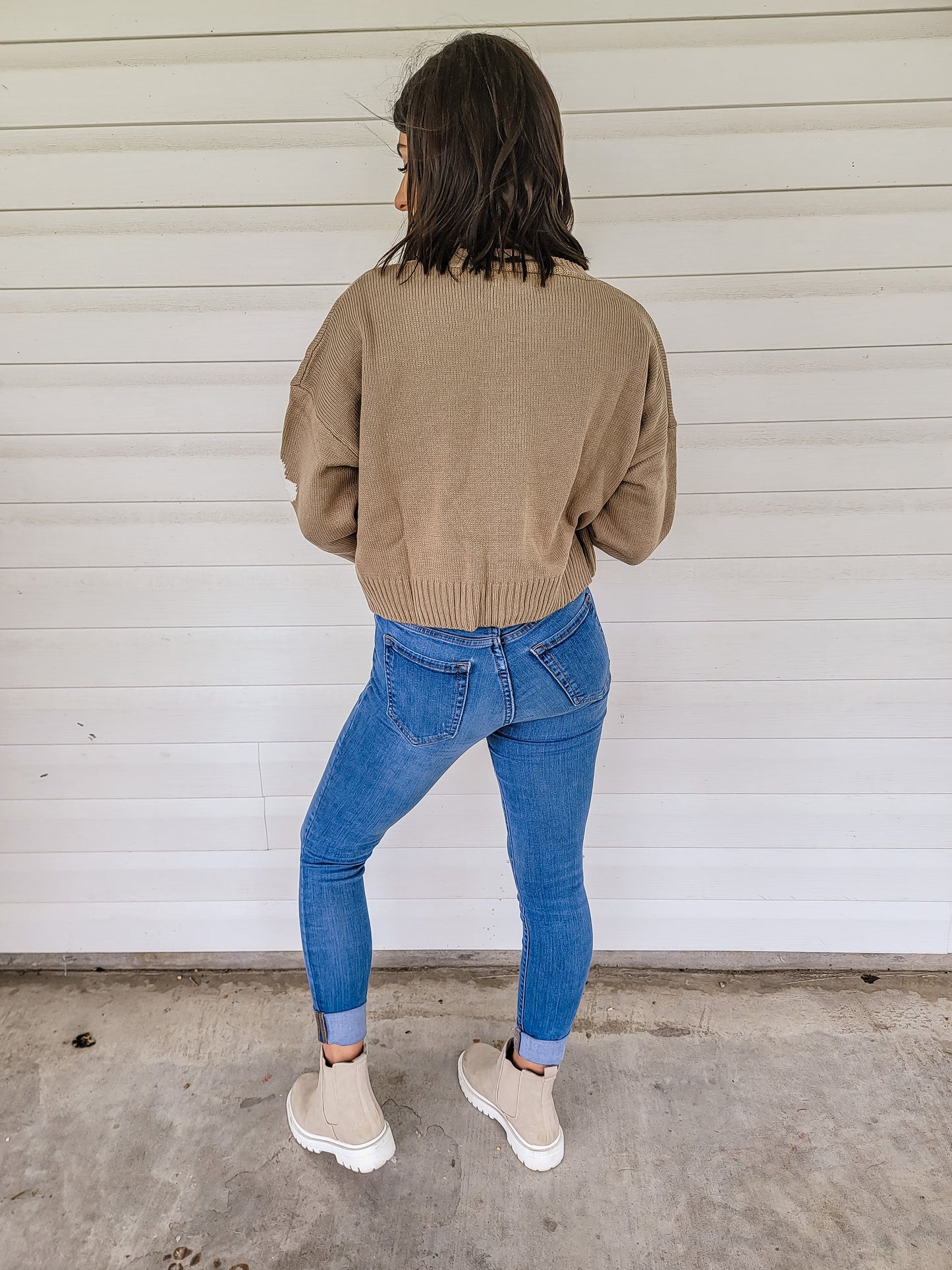 Be A Wildflower Cropped Sweater in Khaki